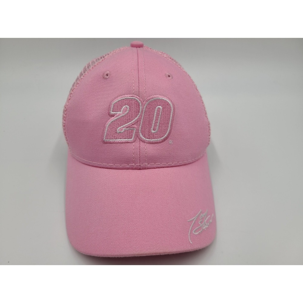 Women Tony Stewart #20 Winners Circle Mesh Trucker Snapback Hat Cap NASCAR Pink